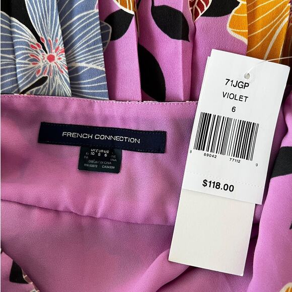 French Connection Womens Floral Shift Dress Cuffed Sleeve 6 - Picture 6 of 7